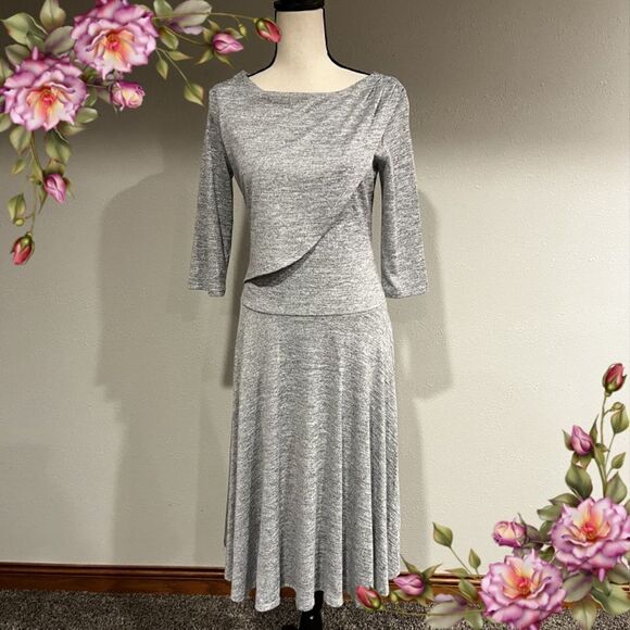 Sangria grey 3/4 sleeve sweater dress - Picture 1 of 13